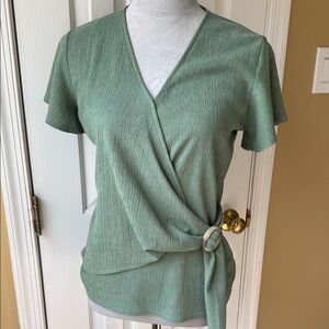 Vince Camuto Soft Crepe Wrap Blouse, Seafoam Green, S